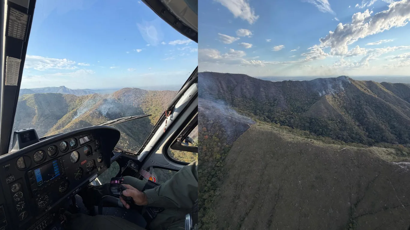 ARTE-34 CIOPAER auxilia Bombeiros em operação contra incêndio florestal em Chapada dos Guimarães